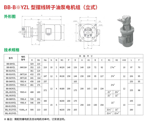 BB-B*YZL 型摆线转子油泵电机组（立式）